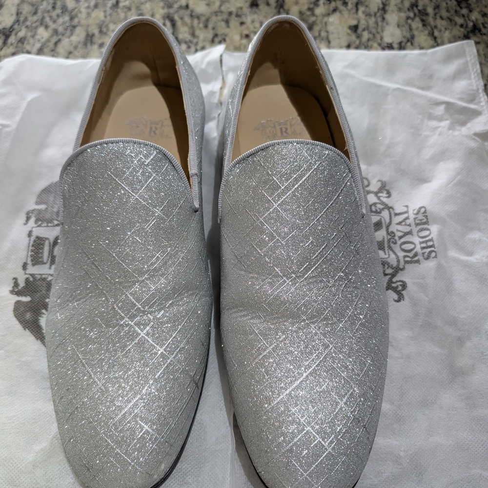 Silver Men's Slip-On Loafers Royal Shoes Size 8